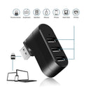 USB3.0 Hub Adapter Rotate High Speed U Disk Reader Splitter 3-Port (Black)