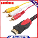 HDTV Male to 3RCA Audio Video AV Cable Cord Adapter Or TV Set-Box DVD Laptop