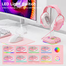 RGB Headset Stand with 3 USB 2.0 Ports Gaming PC Headphone Holder (Pink) Newly