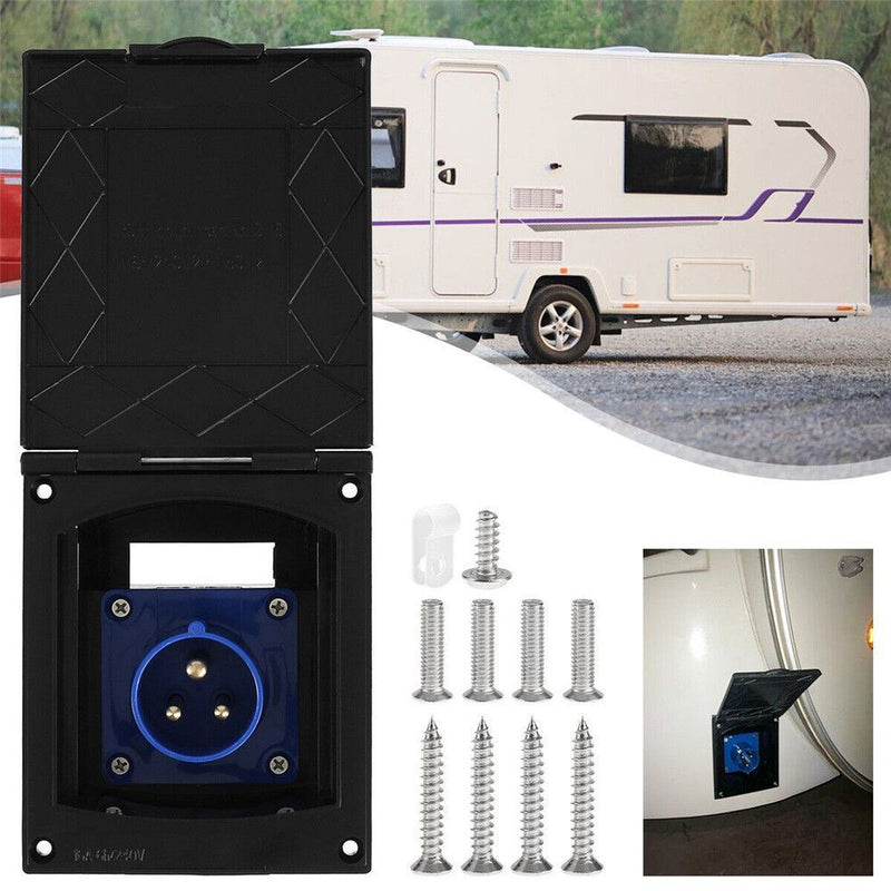 With Cover Camper van Socket Flush Replacement Sockets Mains Hook Up Socket
