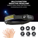 COB LED Sensor Headlight Flashlight USB Outdoor Camping Strong (D Yellow)