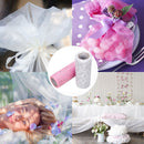 Glitter Tulle Rolls - 2 Rolls Sparkling Sequins Tulle Spool (White + Pink)