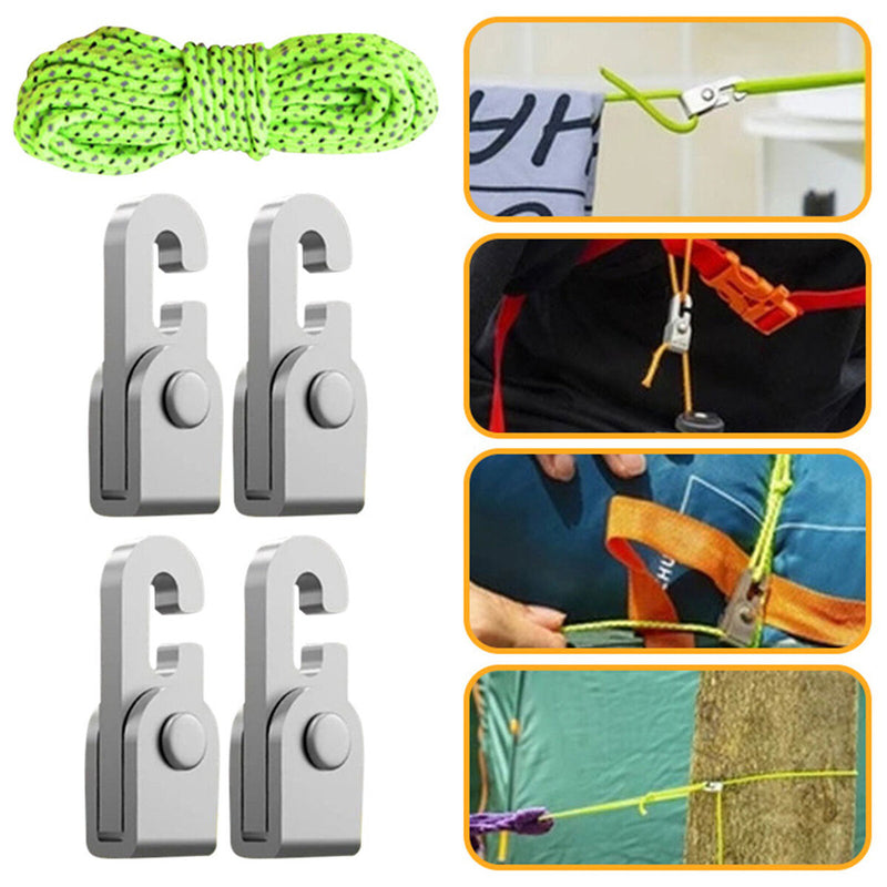 Outdoor Automatic Lock Hook Set with Rope Fast Locking Kit Secure Tighten Lock
