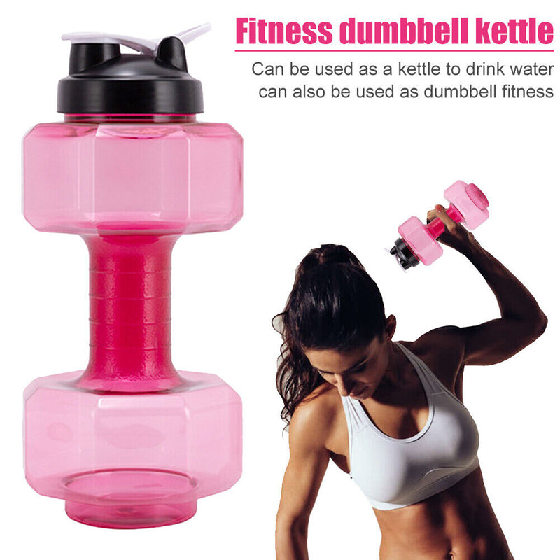 Outdoor Fitness Cycling Camping Water Bottle Gym Sport PET Dumbbell Shape K