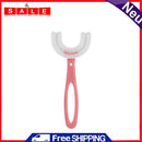 Kids U-Shaped Toothbrush Silicone Manual Training Tooth Brush (Pink Hand)