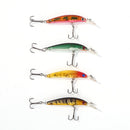 4pcs Minnow Fishing Lures Bait w/ Treble Hooks Crankbait Wobblers Fishing Tackle