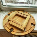 Wooden Outdoor Folding Picnic-Table With Glass Holder Glass Wine 2 1 R9I3 M5D1