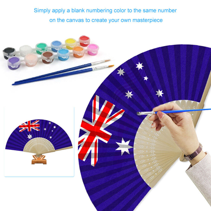 Independence Day Flag Oil Paint Folding Fan By Numbers DIY Painted Art Crafts