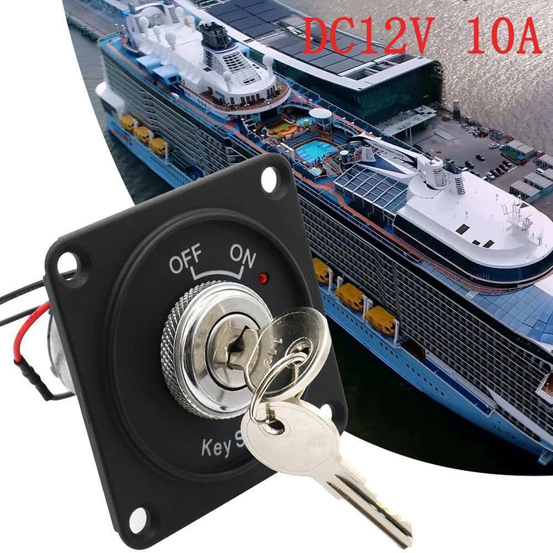 DC 12V 10A Ignition Switch 2 Position ON/OFF Key Switch with Panel+2 Keys Newly