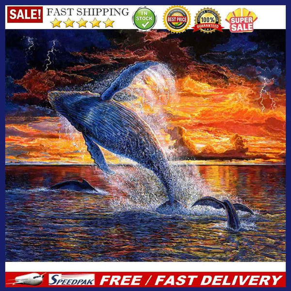 Whale Jumping out Water Oil Paint By Numbers Kit DIY Acrylic Painting on Canvas