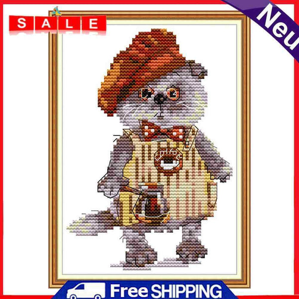 Animal Series Printed Cross Stitch Set DIY Embroidery 14CT Stamp Needlework Sets