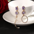 Long Asymmetrical  Women Ear Stud Dangle Earrings Rhinestone Drops Earrings