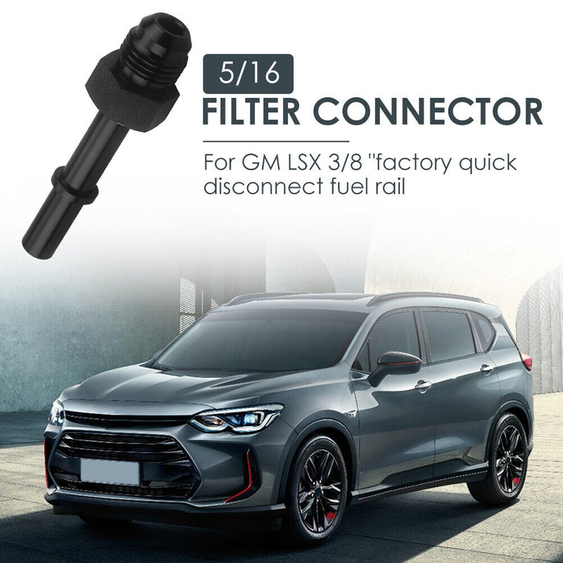 -6AN AN6 EFI Fuel Adapter Fitting to 5/16 inch Male Quick Connect LS Black Newly