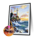 DIY Mosaic Seaside Lighthouse Rhinestone Drawing Full Round Diamond Painting Kit