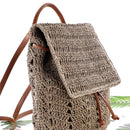 Women Straw Backpack Handmade Woven Casual Beach Holiday Shoulders Bucket Bag