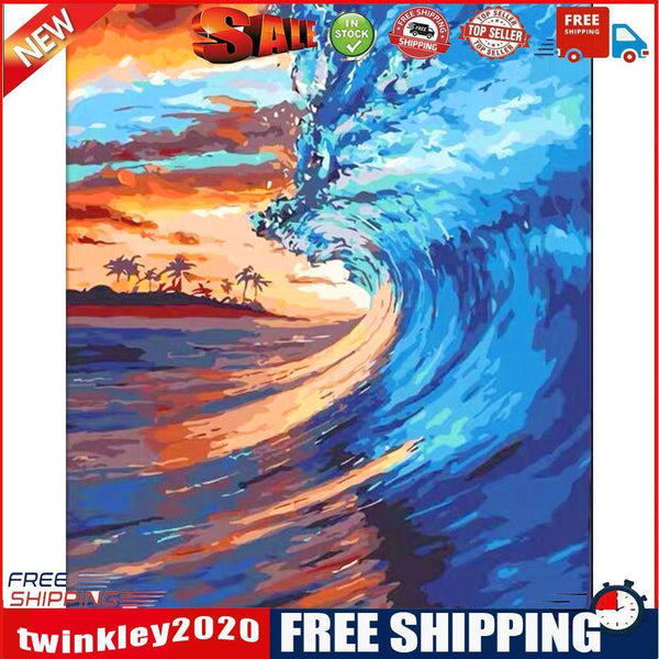 Waves Oil Paint By Numbers Kits Canvas DIY Picture Hand Painted Wall Art