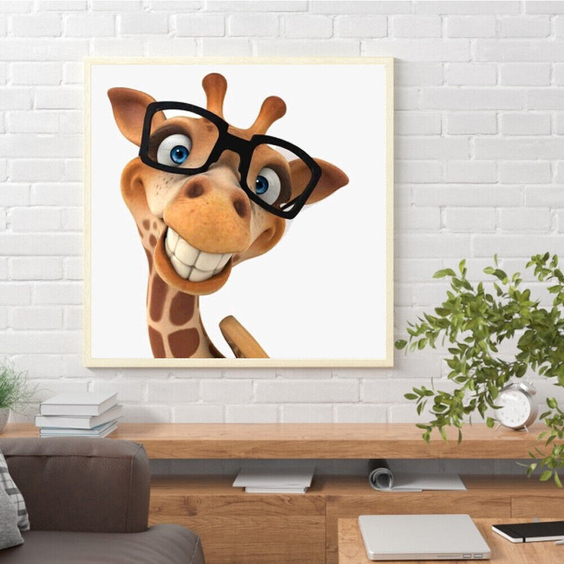 Giraffe with Glasses Oil Paint By Numbers Kits Canvas Drawing DIY Cartoon