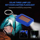 Portable Solar 3 LED Light Keychain Key Ring Outdoor Emergency Torch Flashl