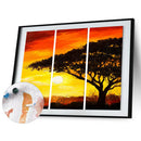 DIY Paint By Number Kit Tree Under Setting Sun Triptych Acrylic Paint Craft Gift