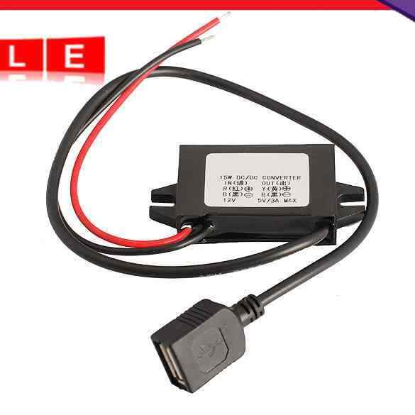 K1BO Car Charger Converter 12V to 5V 3A 15W Step Down Module with USB Cable