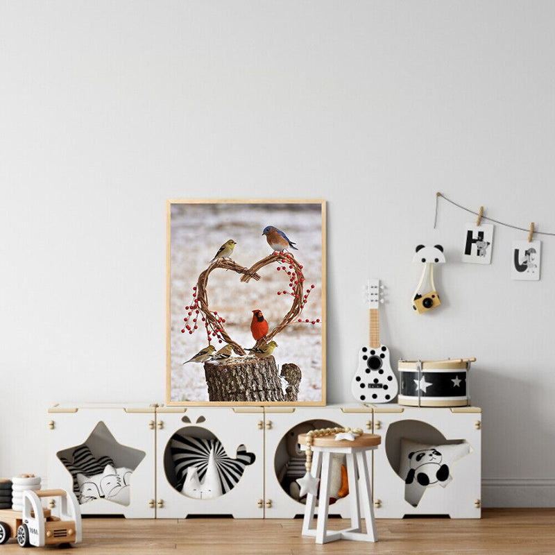 DIY Hand Painted Paint By Numbers Oil Canvas Pictures Love Birds Kit Room Decor