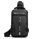 Fashion Men Crossbody Bags USB Charging Port Messenger Pouch Zipper Sports Purse