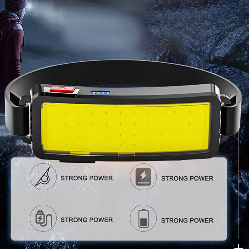 Portable LED Headlamp COB Headlight Built-in Battery 3 Lighting Modes Work Light