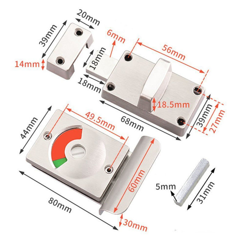 Door Lock Toilet Convenient Lock Tool Stainless Steel Partition Door Lock