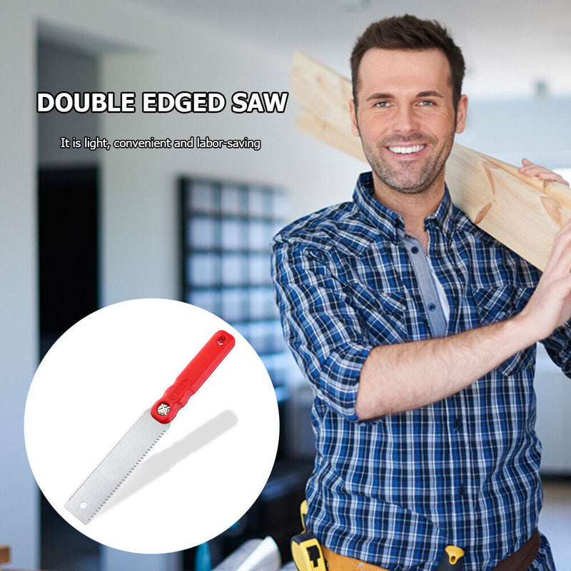 Double Edged Woodworking Carpenter Hand Saw Flexible Blade Gardening Wood Saw