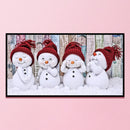 Full Cross Stitch Cotton Needlework Kit Printed Four Little Snowmen DIY Art