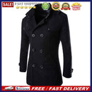 Men's  Outerwear Winter Pea Overcoat Double Breasted Trench Coats Black L
