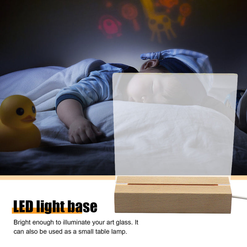 LED Wood Display Base-Rectangle Acrylic Light Plate Base for Acrylic Light Plate