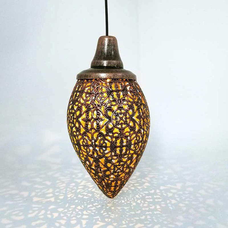 2X Solar Metallic Hollow Projection Lamp Outdoor Hanging Light Garden Decor