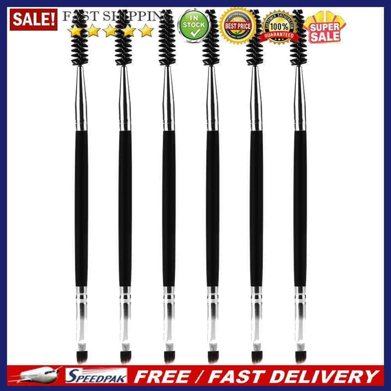 6pcs Double Ended Eyebrow Brush Eyelash Brush Wooden Handle Eye Makeup Tool