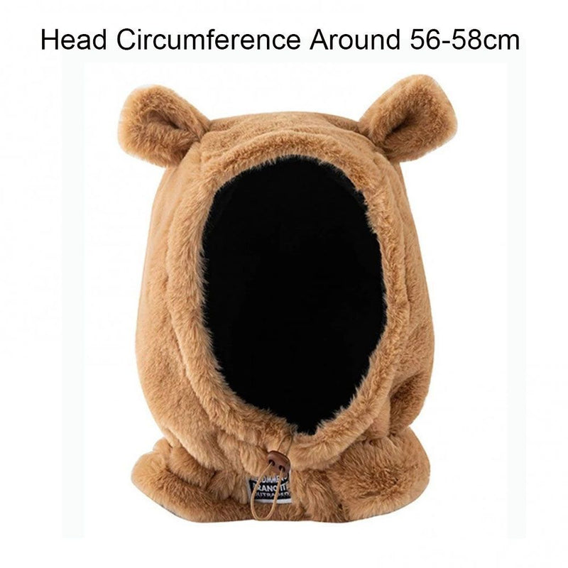 Warm Plush Hat Bear Ear Cap Women Warm Protect Ears Cap Lei Feng Hat Neck Scarf