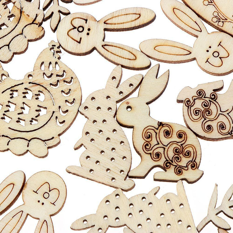 DIY Craft Wooden Eggs Easter Decorations Easter Rabbit Wood Chips Wood Slice