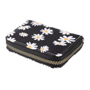 Fashion Women PU Daisy Flower Card Oaganizer Casual Ladies Wallet (Black)