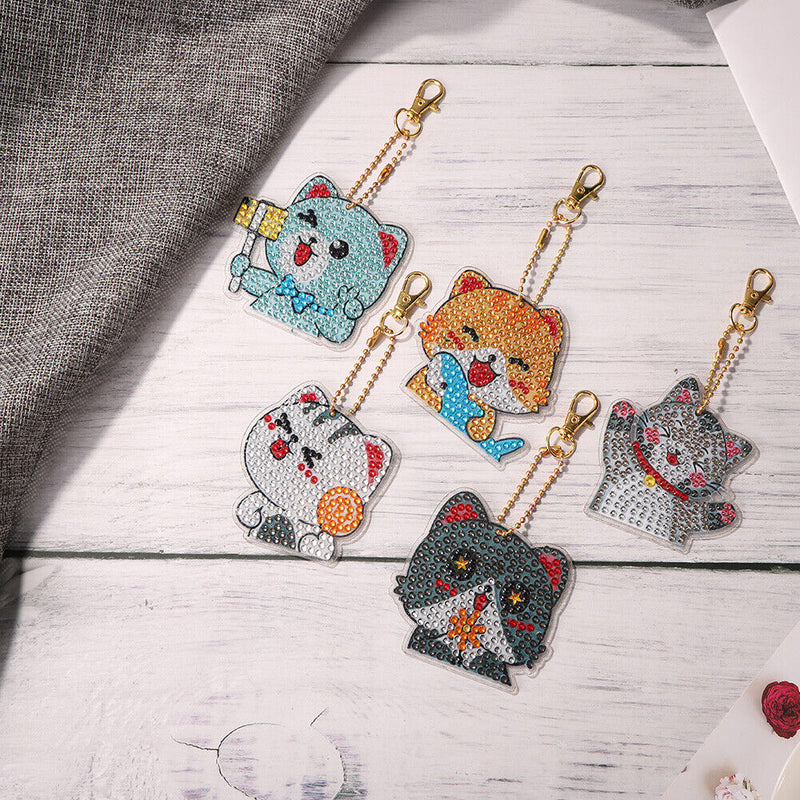 5pcs DIY Easter Egg Diamond Painting Keychain Crystal Drill Keyring (YS008)