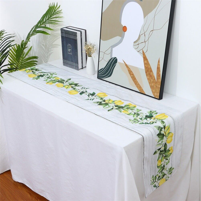 Decorations Cotton Linen Lemon Table Runner Sunflower Tablecloth Triangle