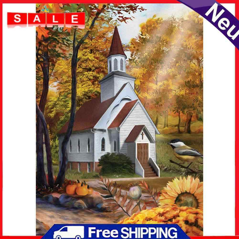 12x16 inch Full Round Drill Diamond Painting House in Forest Mosaic Picture Kit