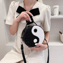 Retro Women Alligator Pattern Crossbody Bag Casual PU Hit Color Mini Round Purse