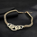 Alloy Diamond Jewelry Sets Stud Earring Ring Bracelet Necklace for Women