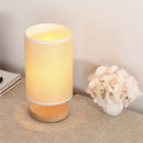 Bedside Table Lamp, Dimmable USB LED Light with Fabric Shade Wood Base (B) Newly