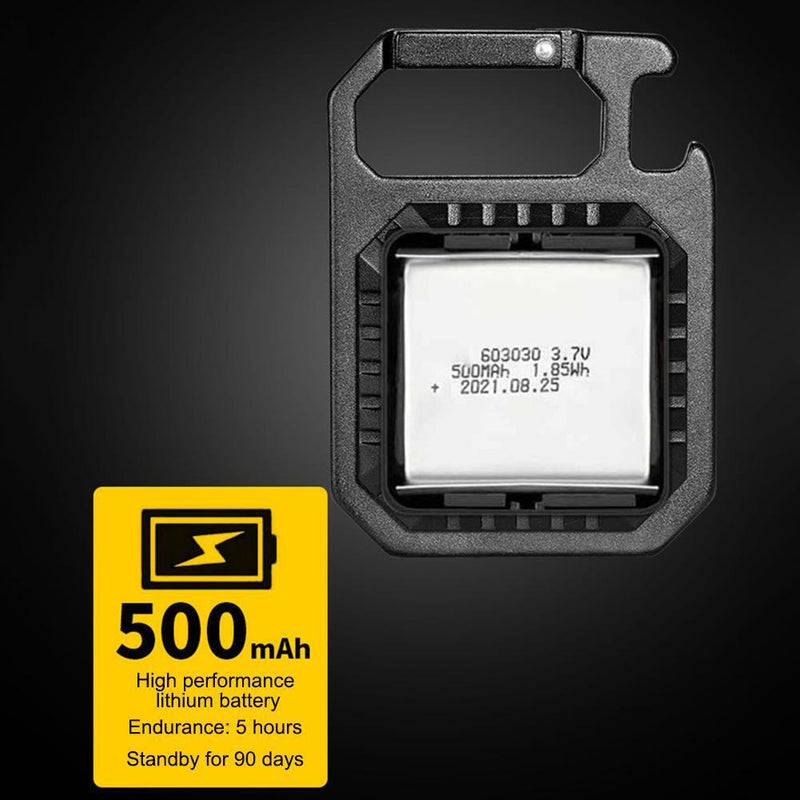 Mini LED Flashlight Work Light Pocket Outdoor Keychain Corkscrew (Standard)