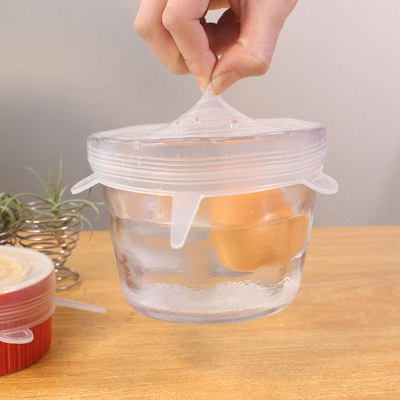 12pcs Heat Resistant Silicone Stretch Lids Food Wrap Bowl Pan Cover(White)