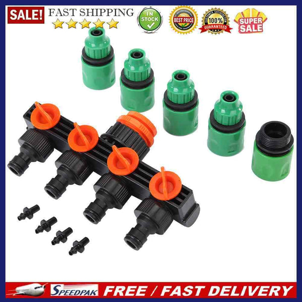 4 Way Hose Splitters Automatic Watering Pipe Linker Timer Garden Irrigation