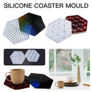 DIY Art Coaster Hexagon Stripe Crystal Mold Tray Mould Table Mat Coasters
