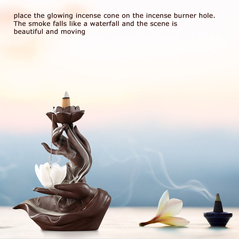 Buddha Lotus Backflow Incense Holder Incense Burner Candle Stick Holder Decor