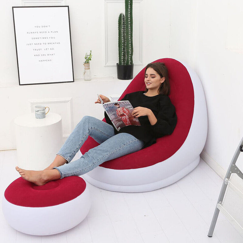 Inflatable Air Sofa Thickened Home Outdoor Beach Leisure Sleeping Bed with Pedal