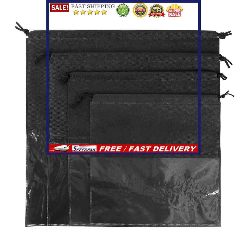 8 Pack Handbag Storage Organizer Purse Clear Dust Cover Bag Drawstring 4 Si